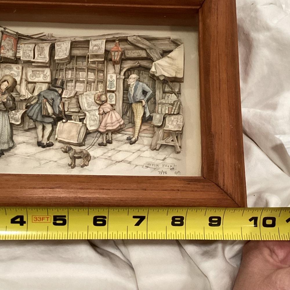 Framed Vintage Street Scene Illustration “The Old Print Shop” titled - Picture 7 of 9